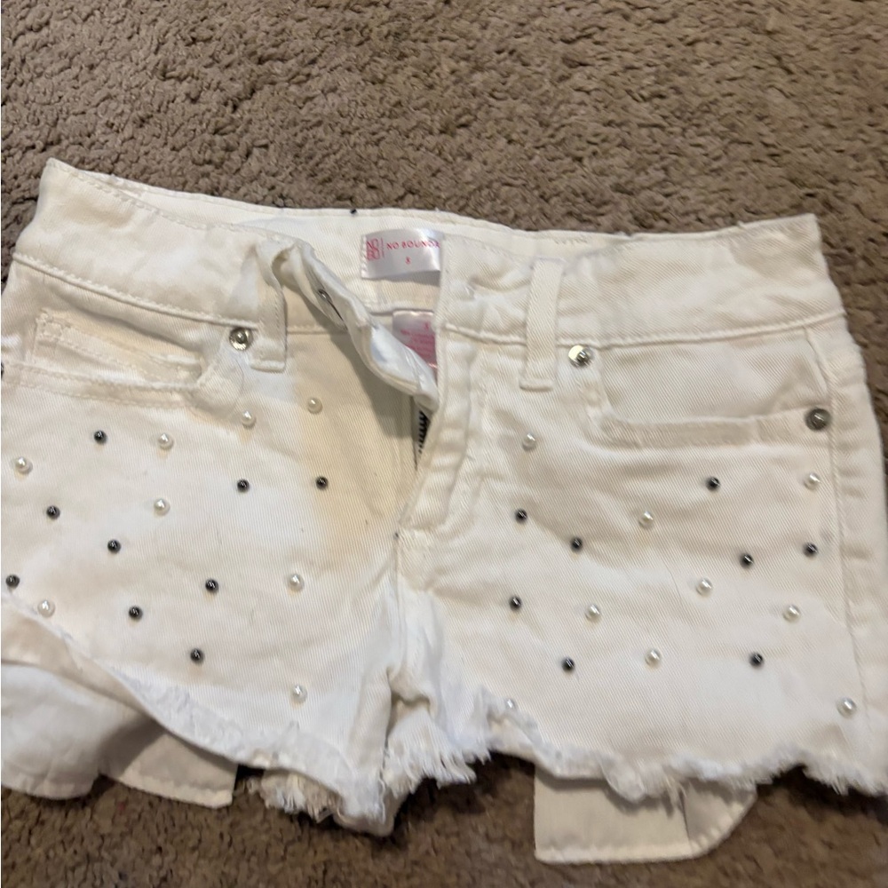 No Boundaries White Studded Jean Shorts